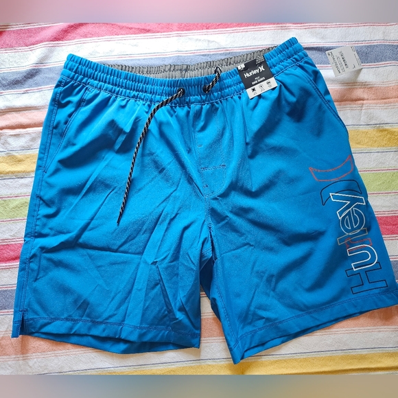 Hurley Men's Bright Blue Swim Trunks - Picture 1 of 6